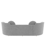 Luxury 96" Vertical Channel Tufted Curved Performance Velvet Sofa