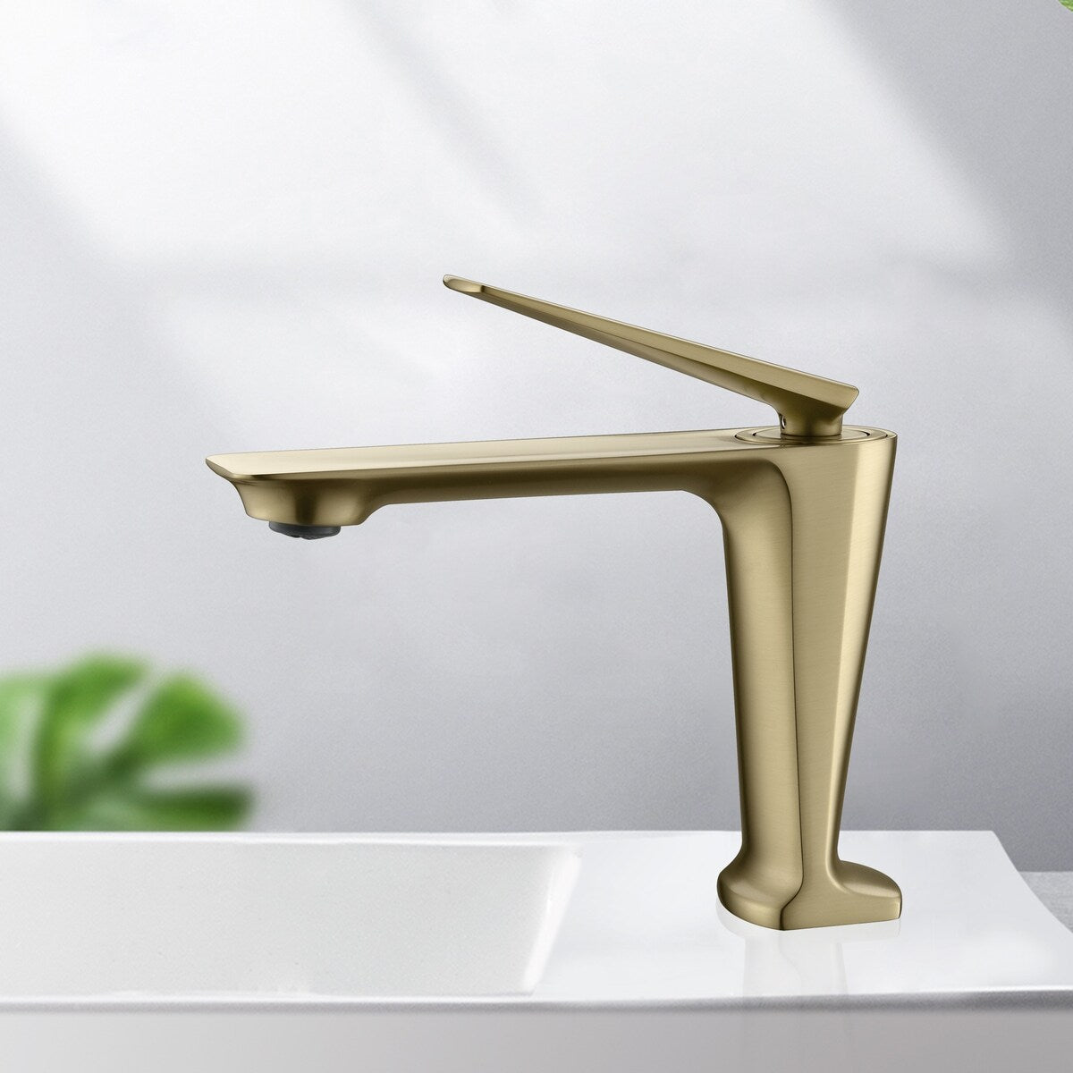 Luxury Brass Single Hole Bathroom Sink Faucet