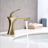 Luxury Brushed Gold Single Hole Bathroom Faucet for Sink 1 Handle