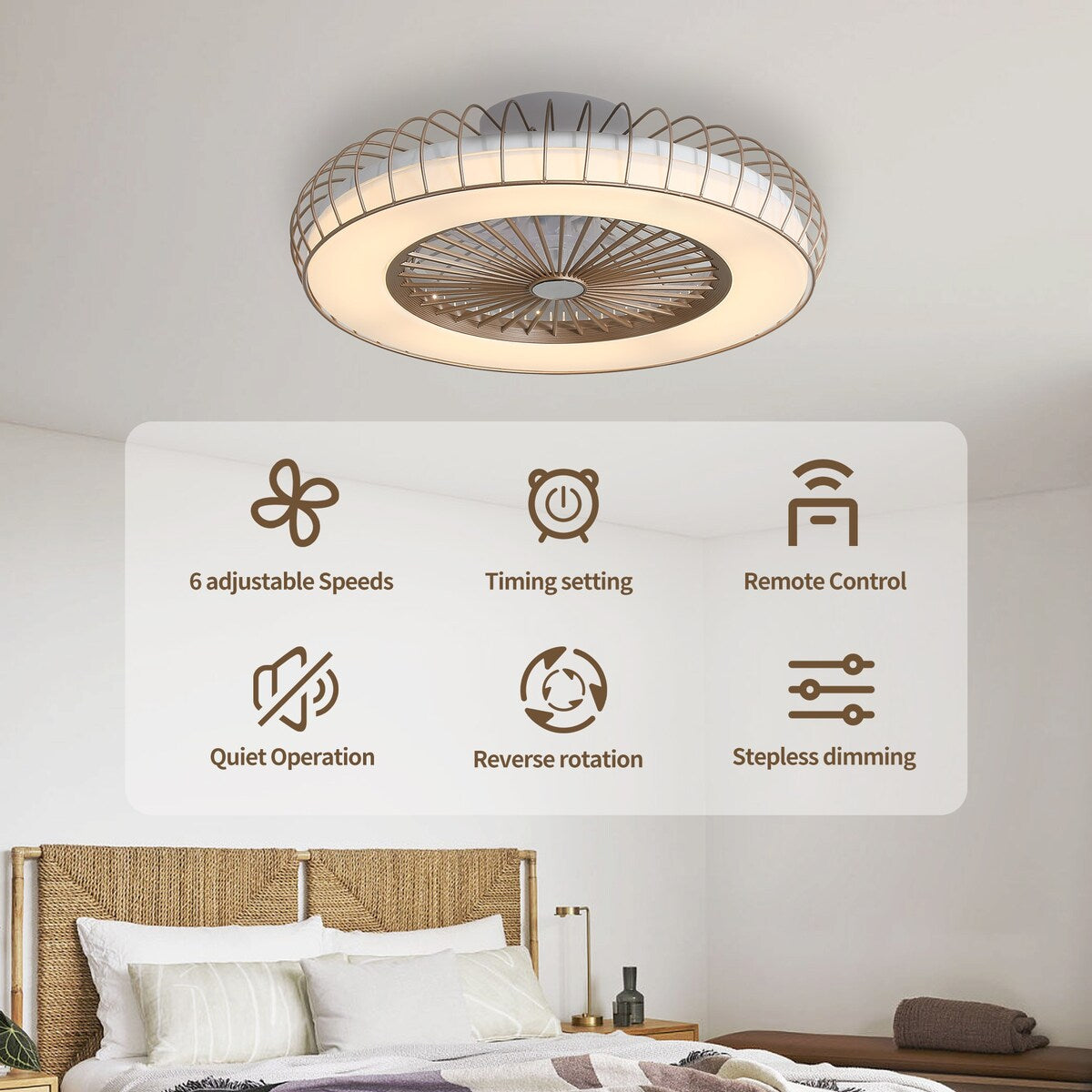 Luxury Ceiling Fan with Lights,Suitable For Bathroom