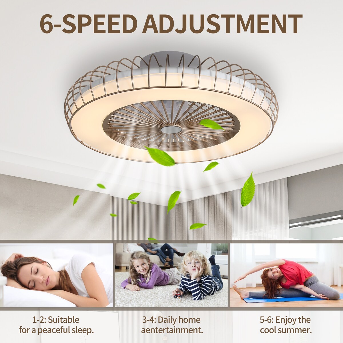 Luxury Ceiling Fan with Lights,Suitable For Bathroom
