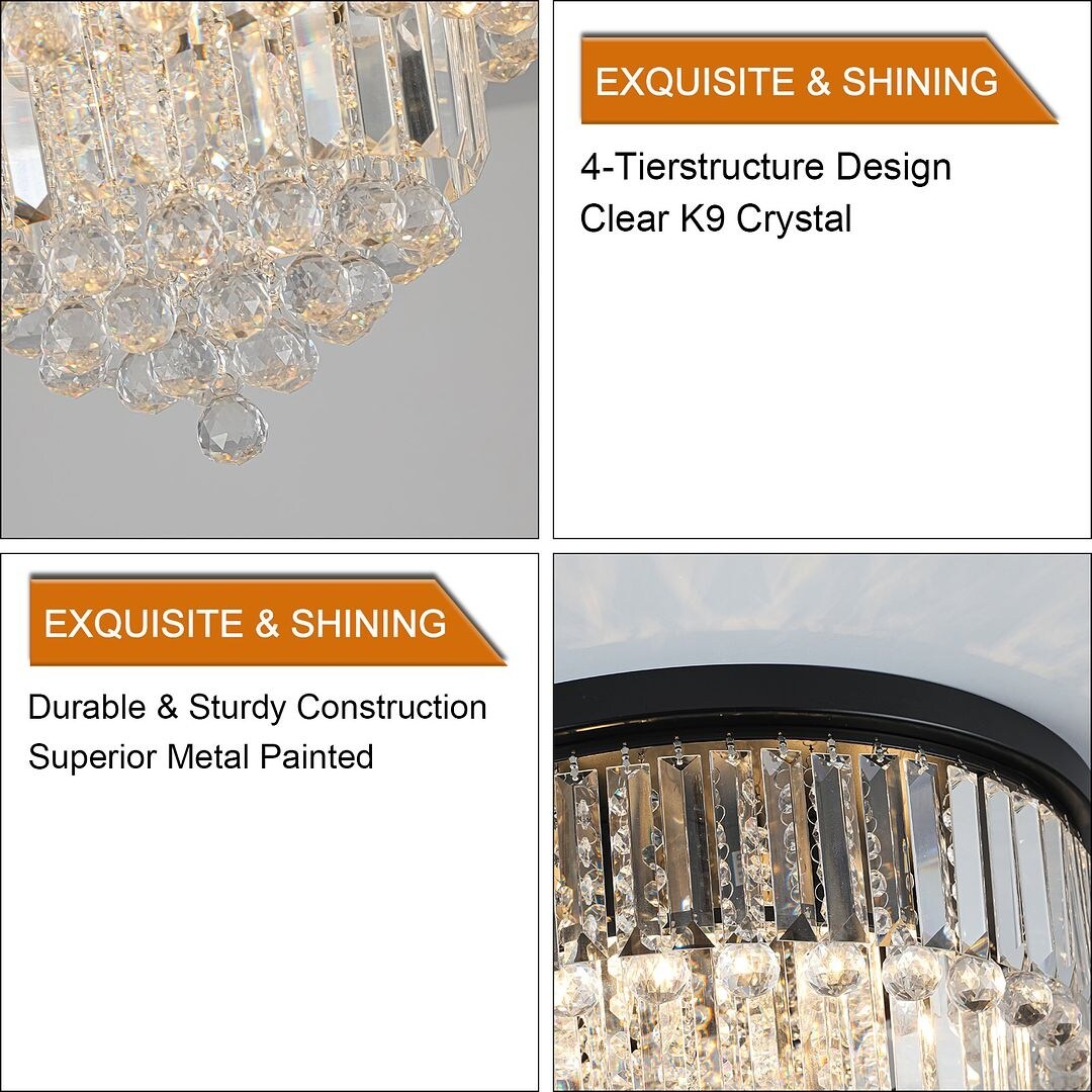 Luxury Clear Crystal Flush Mount Chandeliers