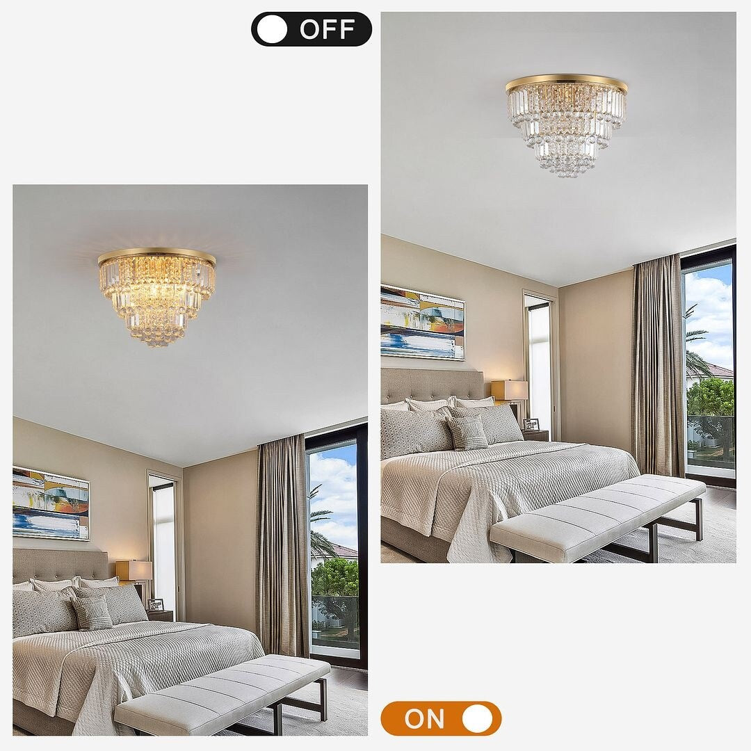 Luxury Clear Crystal Flush Mount Chandeliers