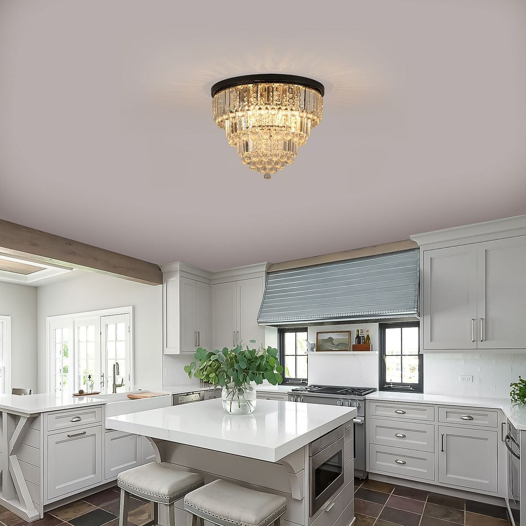 Luxury Clear Crystal Flush Mount Chandeliers
