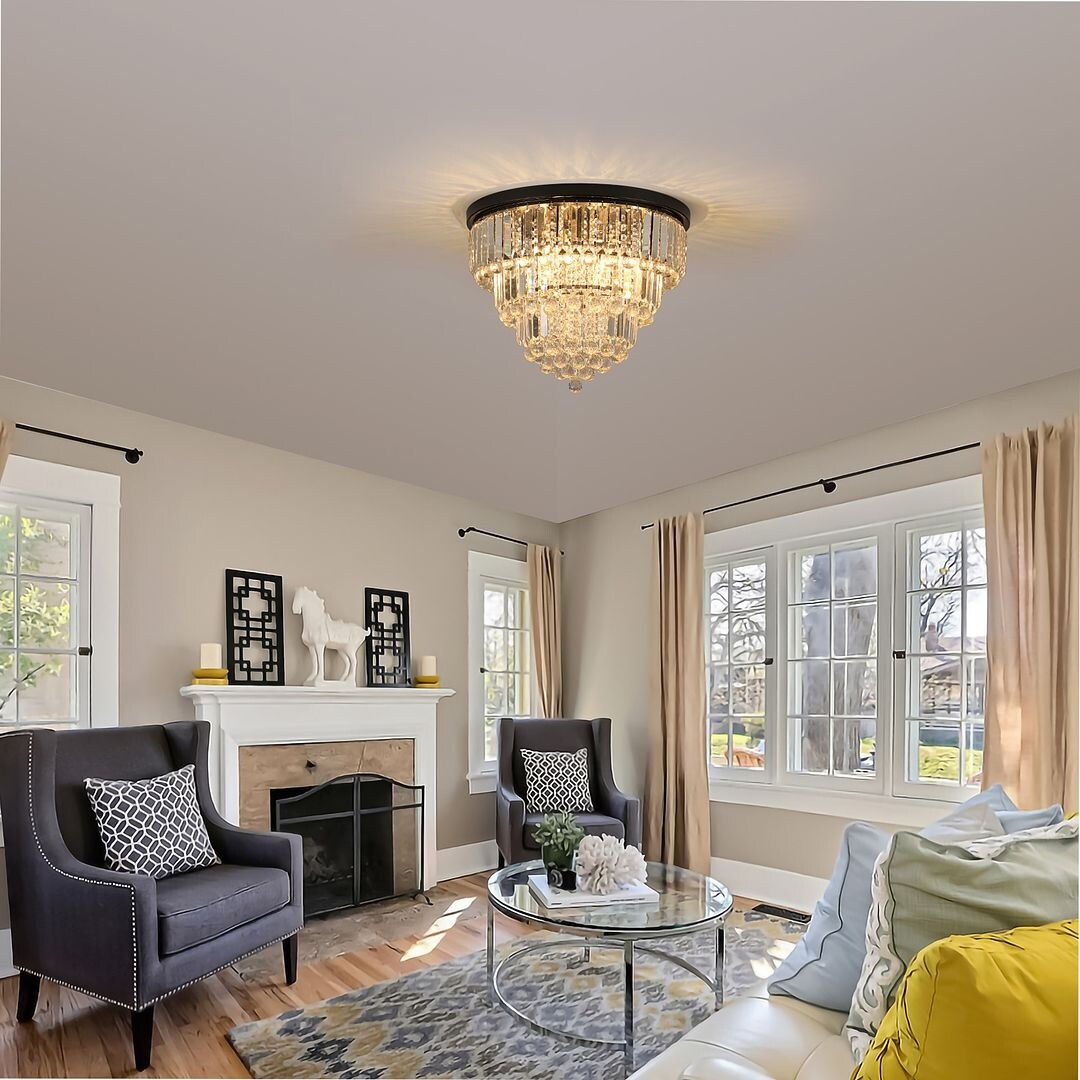 Luxury Clear Crystal Flush Mount Chandeliers
