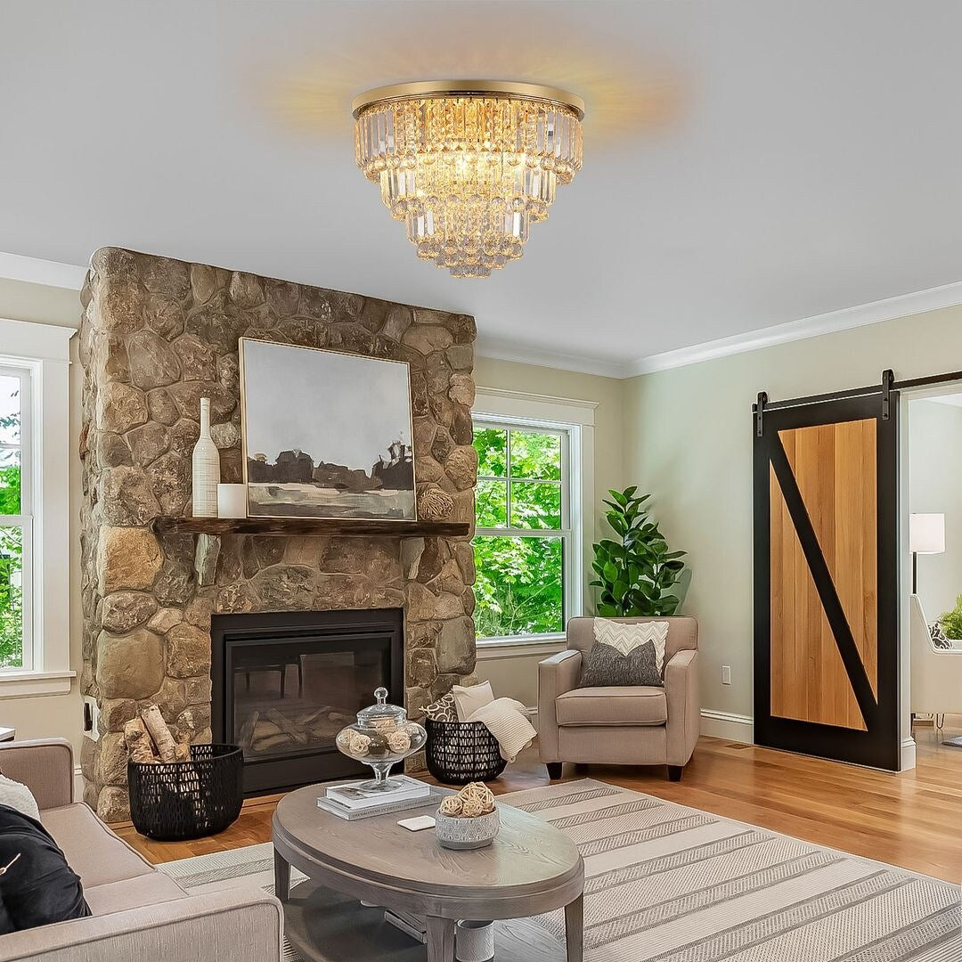 Luxury Clear Crystal Flush Mount Chandeliers