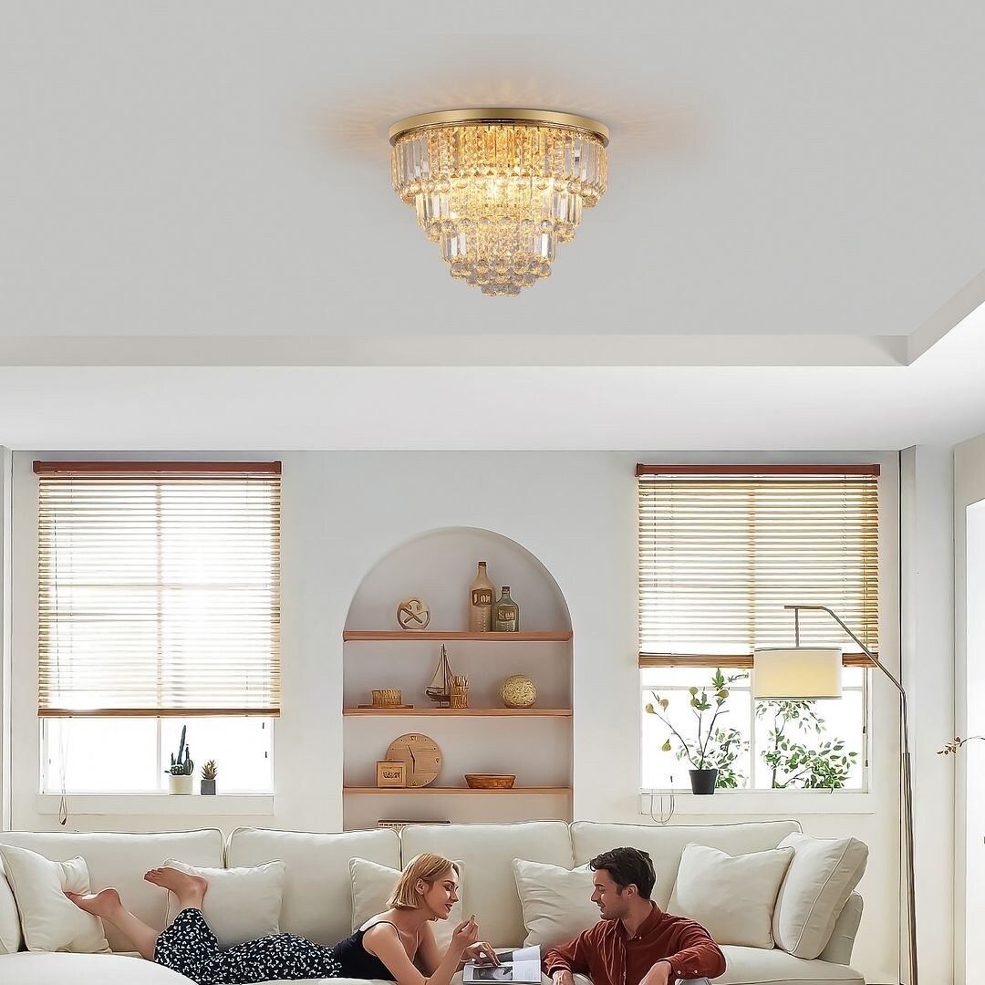 Luxury Clear Crystal Flush Mount Chandeliers