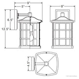 Luxury Craftsman Outdoor Wall Light, 13"H x 8"W, with Tudor Style, Highly-Detailed Design, Black Silk Finish