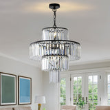 Luxury Crystal Chandelier Modern Chandeliers Lights Fixture Hanging Pendant Light Fixture Dia 19.7 Inch-Black - Black