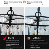 Luxury Crystal Chandelier Modern Chandeliers Lights Fixture Hanging Pendant Light Fixture Dia 19.7 Inch-Black - Black