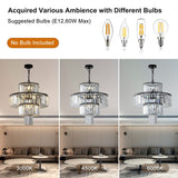 Luxury Crystal Chandelier Modern Chandeliers Lights Fixture Hanging Pendant Light Fixture Dia 19.7 Inch-Black - Black