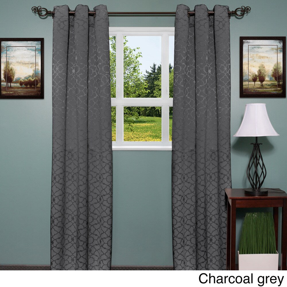 Luxury Grommet Mid-Weight Jacquard Curtain Panel Pair - 76 x 84 - 76 x 84