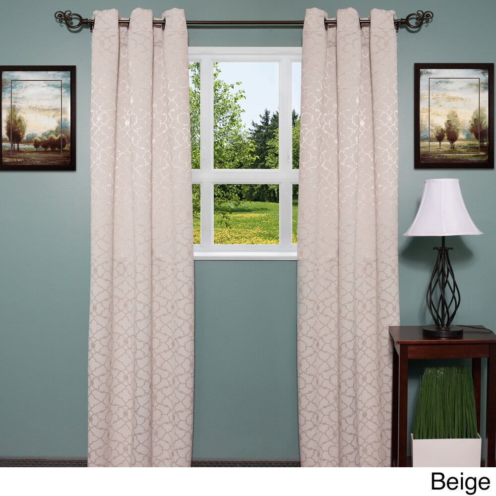 Luxury Grommet Mid-Weight Jacquard Curtain Panel Pair - 76 x 84 - 76 x 84
