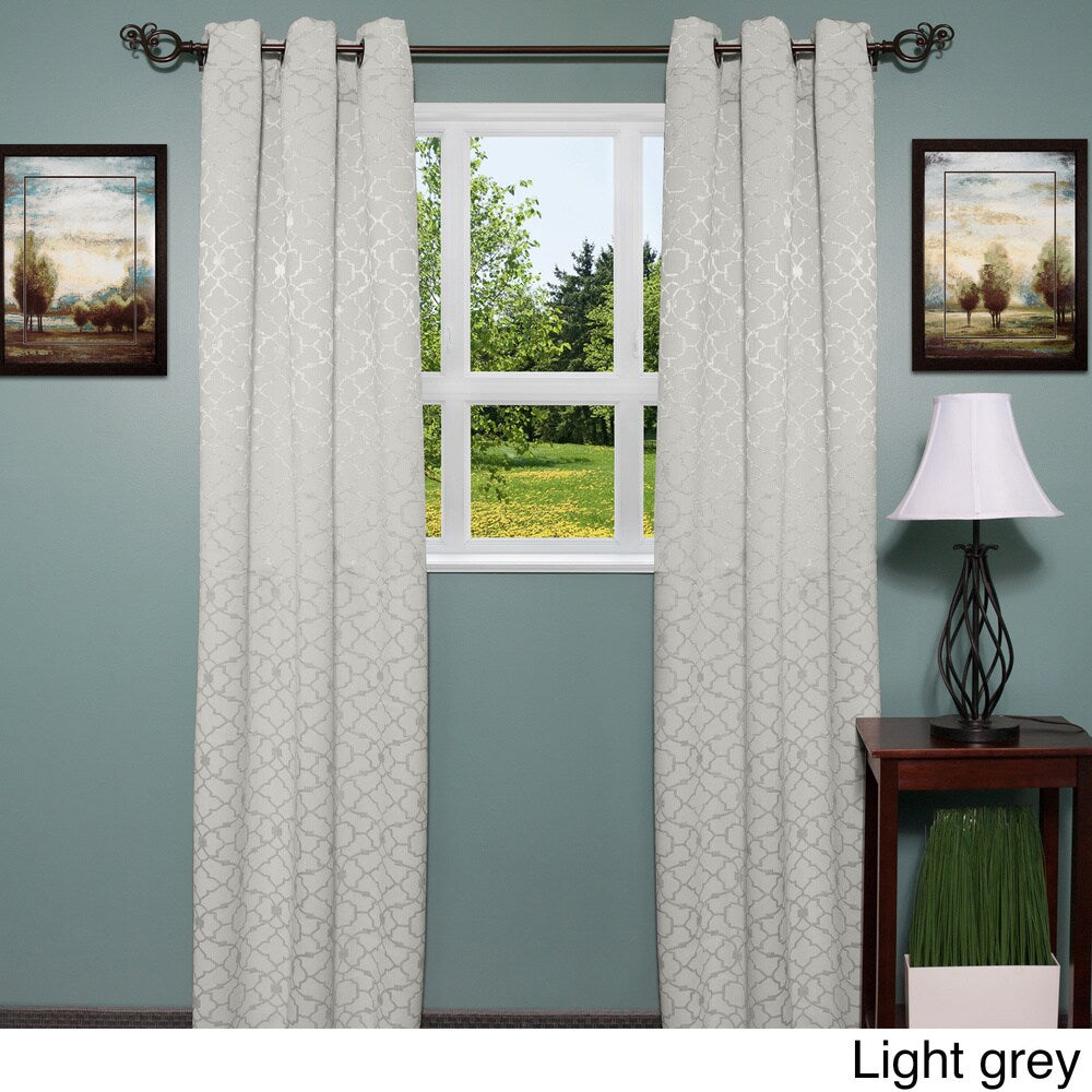 Luxury Grommet Mid-Weight Jacquard Curtain Panel Pair - 76 x 84 - 76 x 84