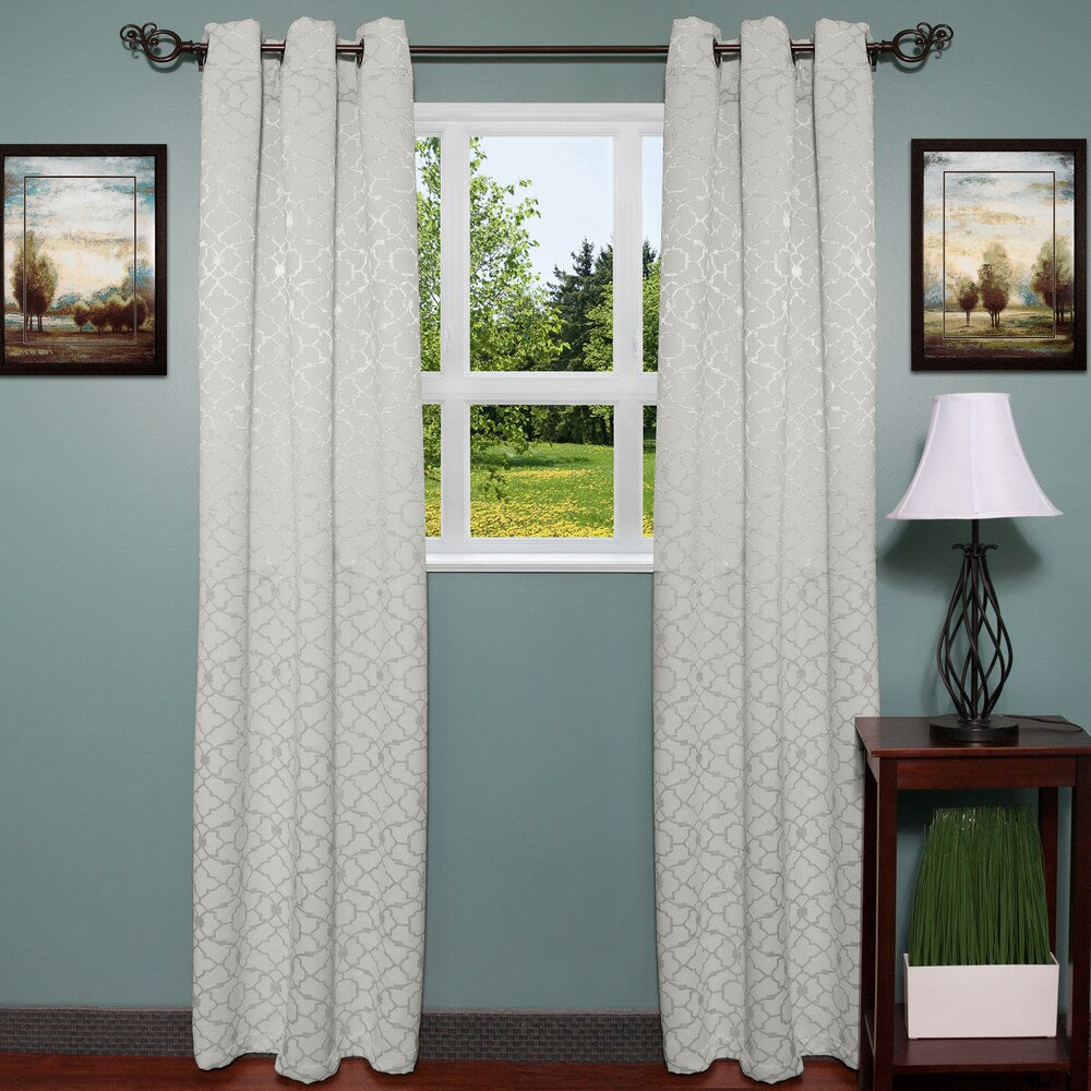 Luxury Grommet Mid-Weight Jacquard Curtain Panel Pair - 76 x 84 - 76 x