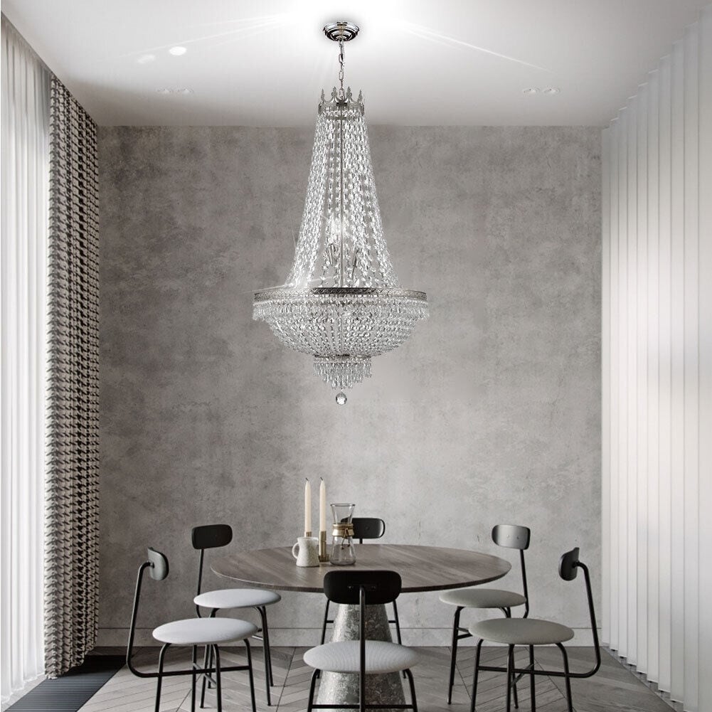 Crystal Chandelier Empire Large Foyer Glam Ceiling Light - 24*24*30 inches（D*H）