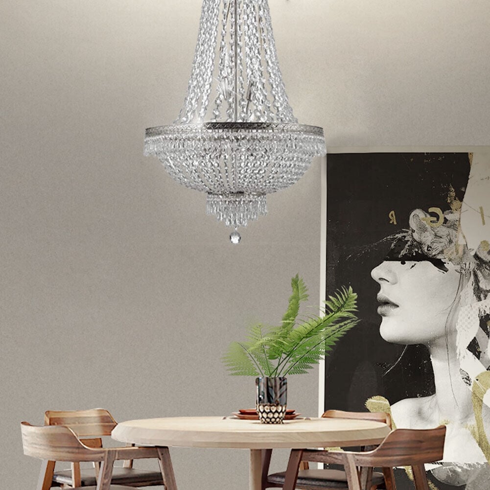Crystal Chandelier Empire Large Foyer Glam Ceiling Light - 24*24*30 inches（D*H）