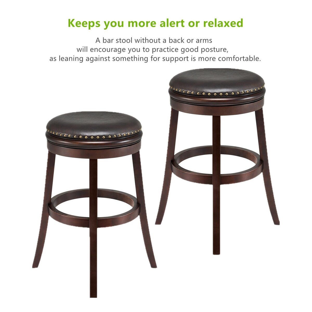 Luxury Leather Upholstered Counter Stools Set of 2