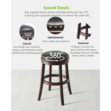 Luxury Leather Upholstered Counter Stools Set of 2