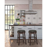 Luxury Leather Upholstered Counter Stools Set of 2