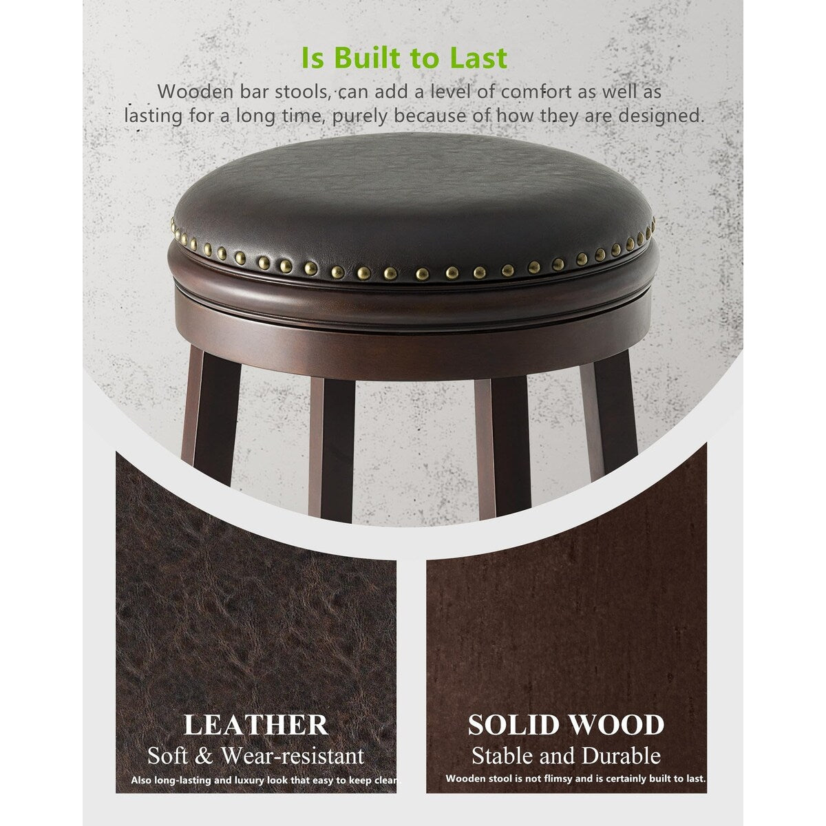 Luxury Leather Upholstered Counter Stools Set of 2