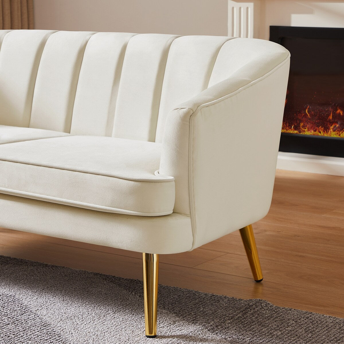 Luxury Loveseat Sofa for Living Room, Apartment, Office, Sloped Arm Sofa, Loose Back Sofa, Bench Sofa, Single Cushion Sofa