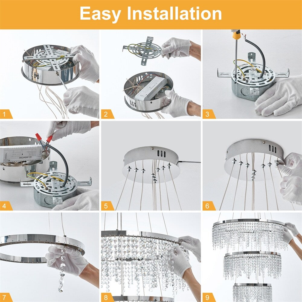 Luxury Modern Crystal Chandelier with Adjustable Height