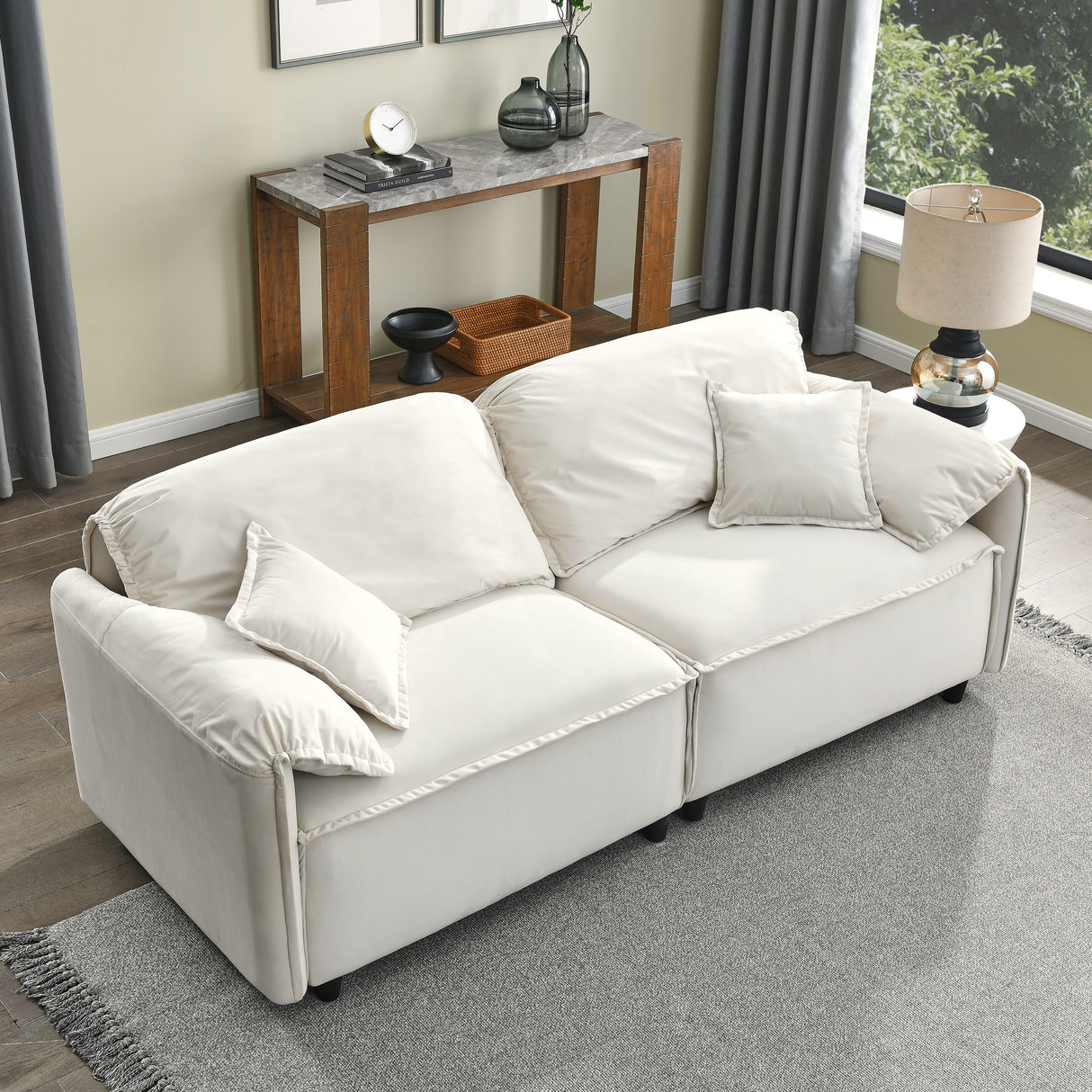 Luxury Modern Style 2 Pieces Living Room Upholstery Sofa Set, velvet