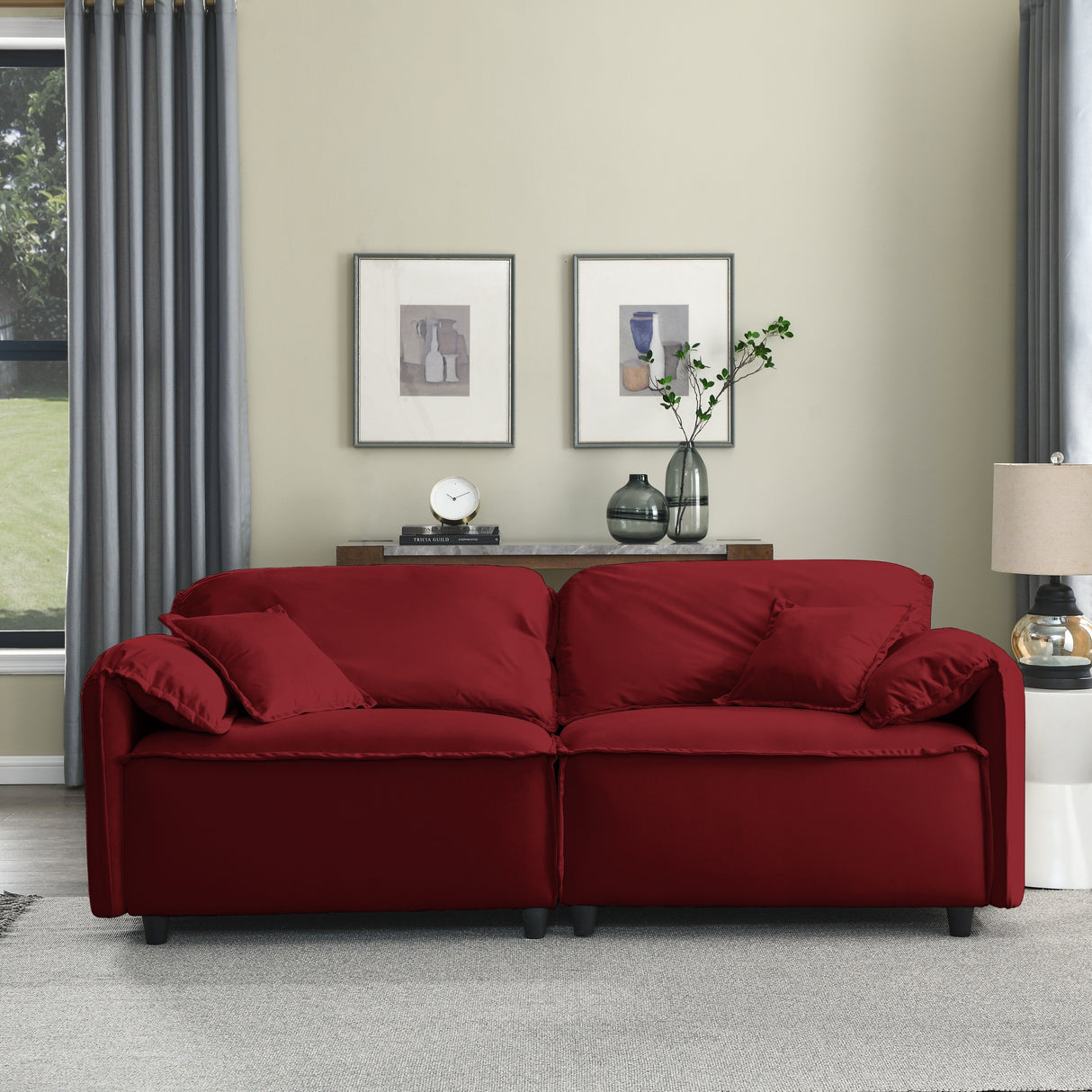 Luxury Modern Style 2 Pieces Living Room Upholstery Sofa Set, velvet