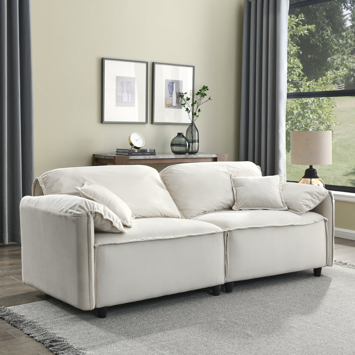 Luxury Modern Style 2 Pieces Living Room Upholstery Sofa Set, velvet