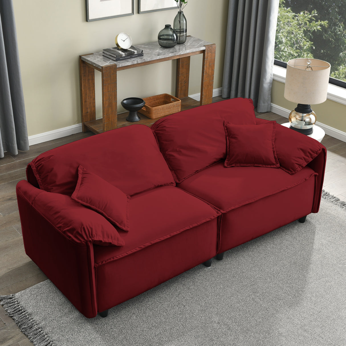 Luxury Modern Style 2 Pieces Living Room Upholstery Sofa Set, velvet