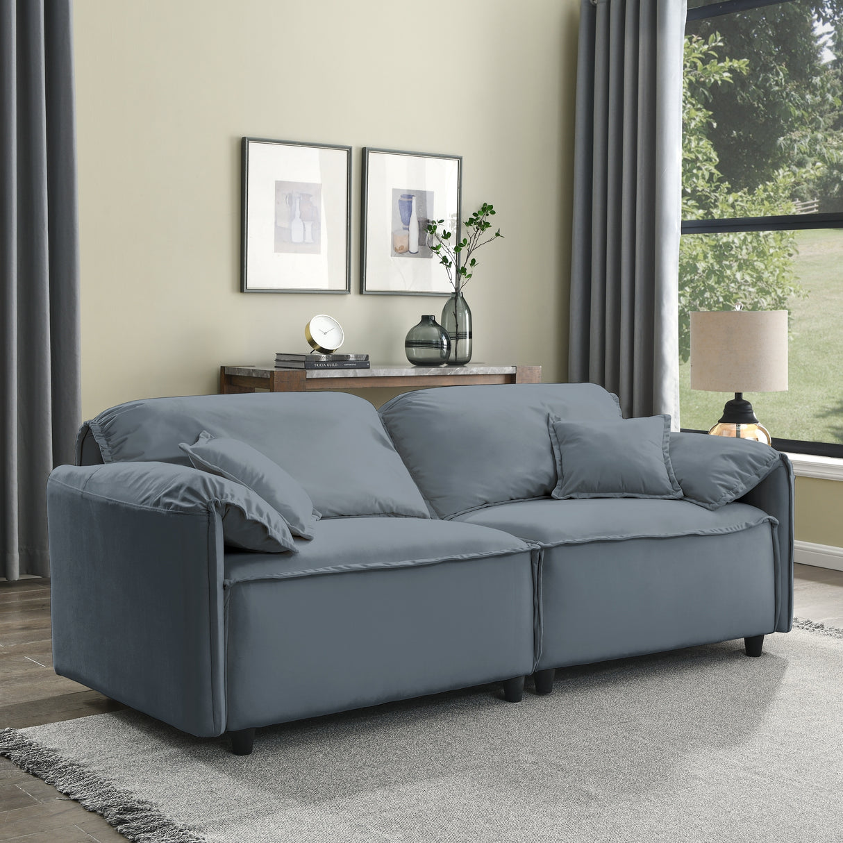 Luxury Modern Style 2 Pieces Living Room Upholstery Sofa Set, velvet