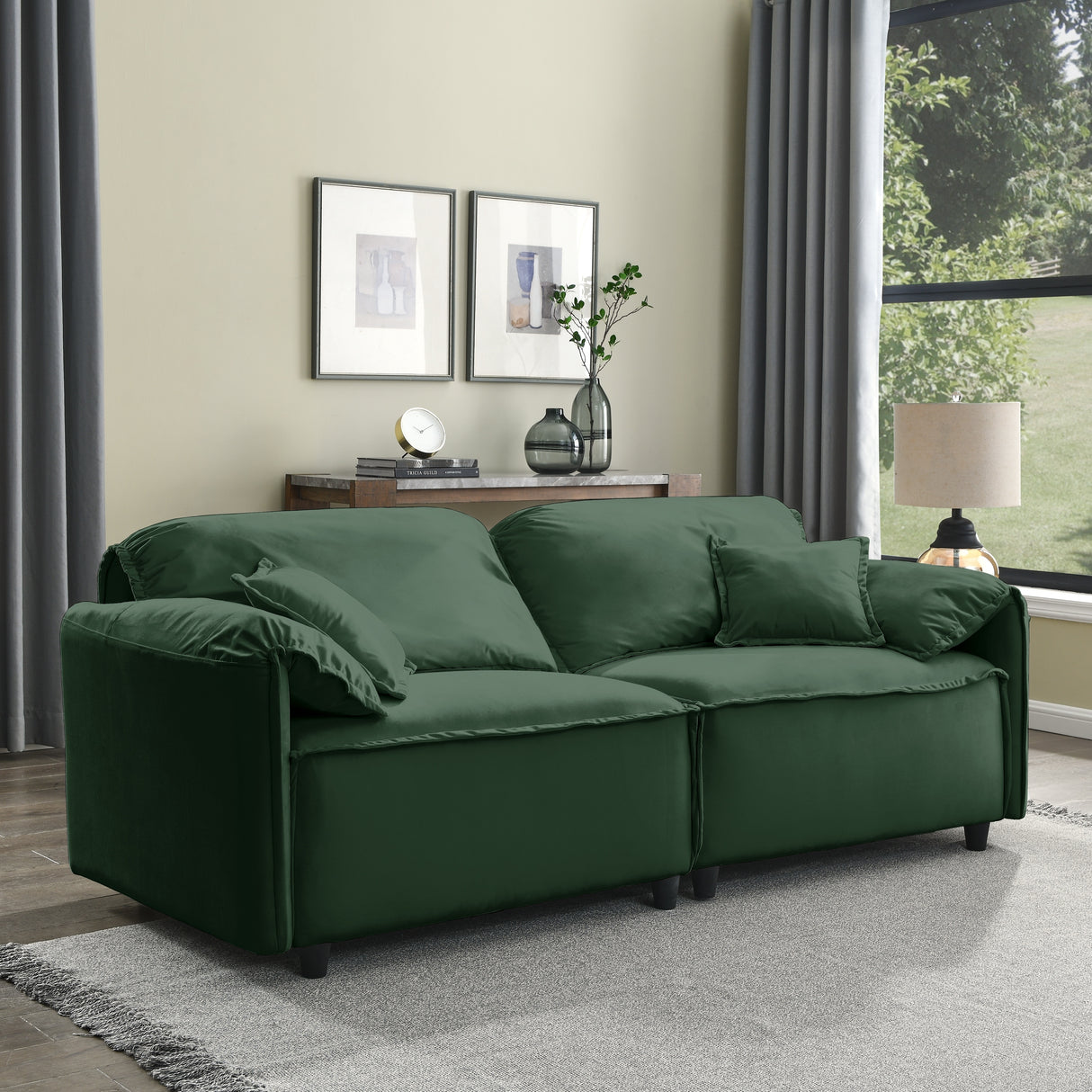 Luxury Modern Style 2 Pieces Living Room Upholstery Sofa Set, velvet