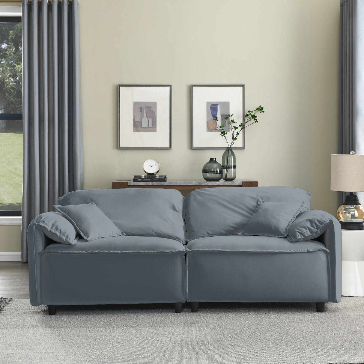 Luxury Modern Style 2 Pieces Living Room Upholstery Sofa Set, velvet