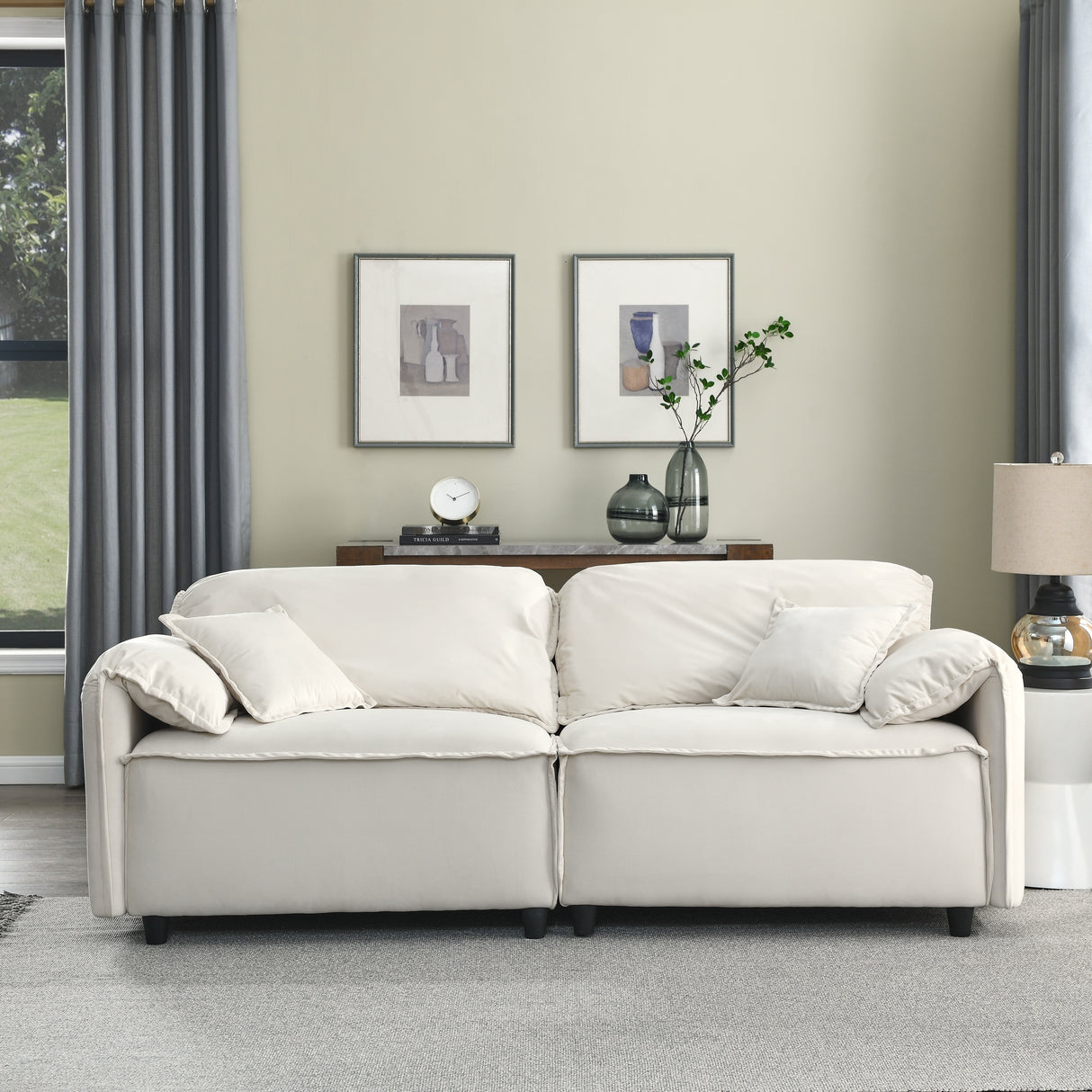 Luxury Modern Style 2 Pieces Living Room Upholstery Sofa Set, velvet