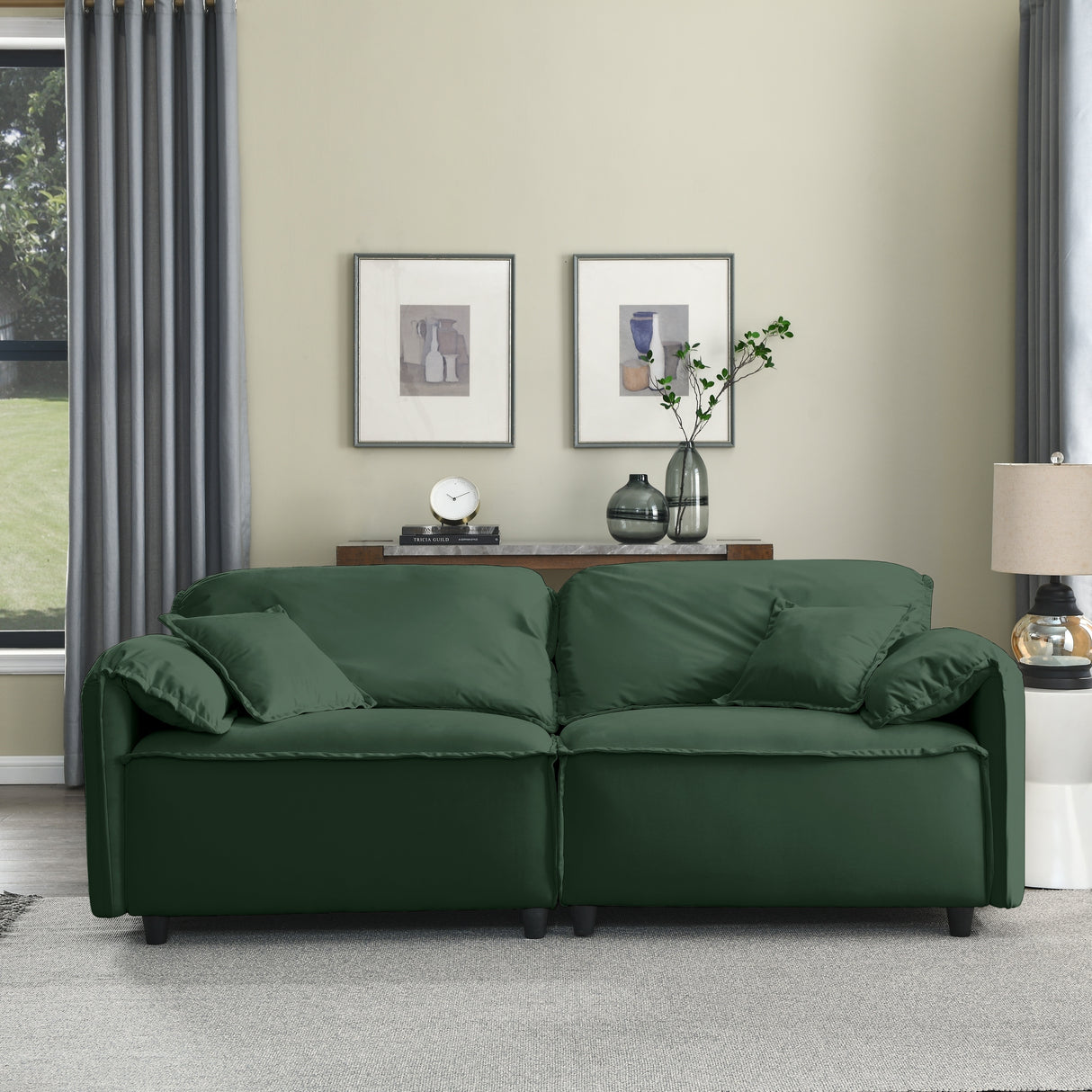 Luxury Modern Style 2 Pieces Living Room Upholstery Sofa Set, velvet
