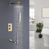 Luxury 3-way Pressure-Balance Complete Rain Shower System with Handheld & Faucet in Black / Gold