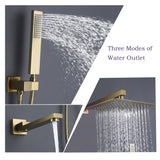 Luxury 3-way Pressure-Balance Complete Rain Shower System with Handheld & Faucet in Black / Gold