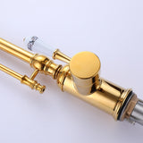 3-Way Brushed Gold 360 Rotary Kitchen Spring-neck Faucet with Pull Down Sprayer