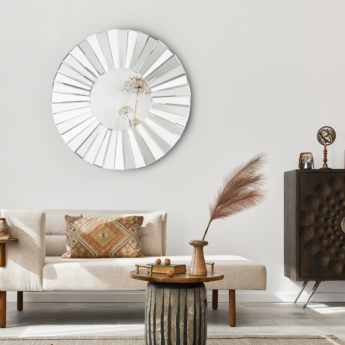 Luxury Round Beveled Large Bathroom Vanity Mirror Wall Accent Mirrors Bedroom Living / Dining Room - 35.5" D x 0.8"H