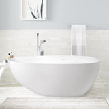 Luxury Stone Resin Soaking Bathtub with Center Drain in Gloss White
