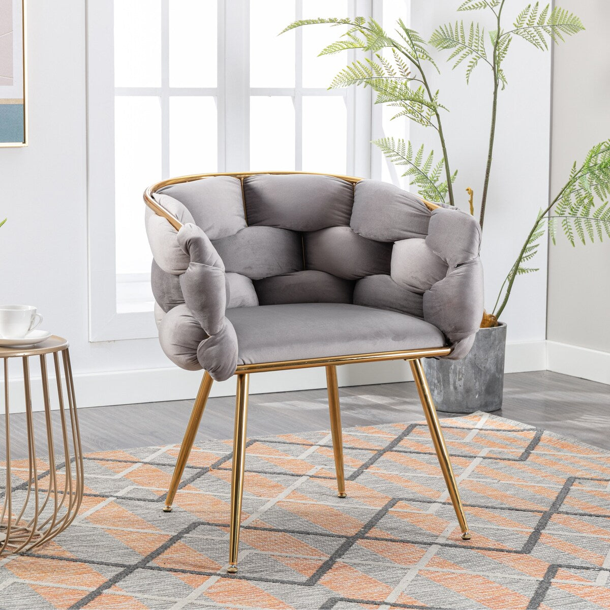 Luxury modern simple leisure velvet single sofa chair bedroom lazy person household dresser stool manicure table back chair