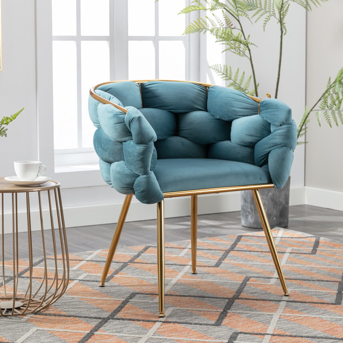 Luxury modern simple leisure velvet single sofa chair bedroom lazy person household dresser stool manicure table back chair