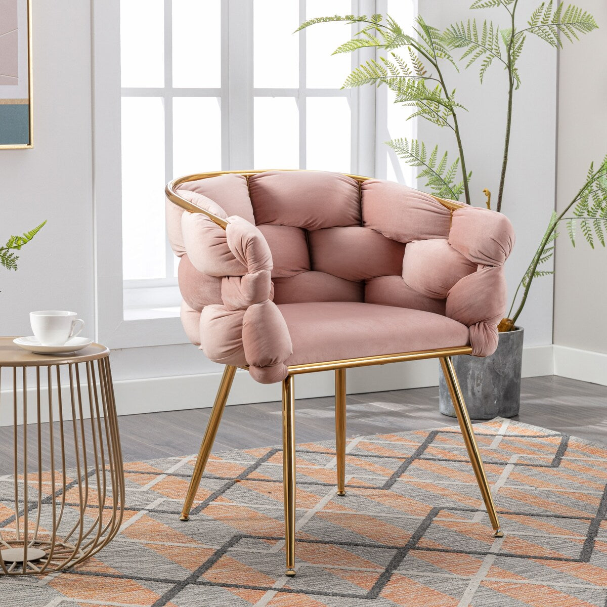 Luxury modern simple leisure velvet single sofa chair bedroom lazy person household dresser stool manicure table back chair
