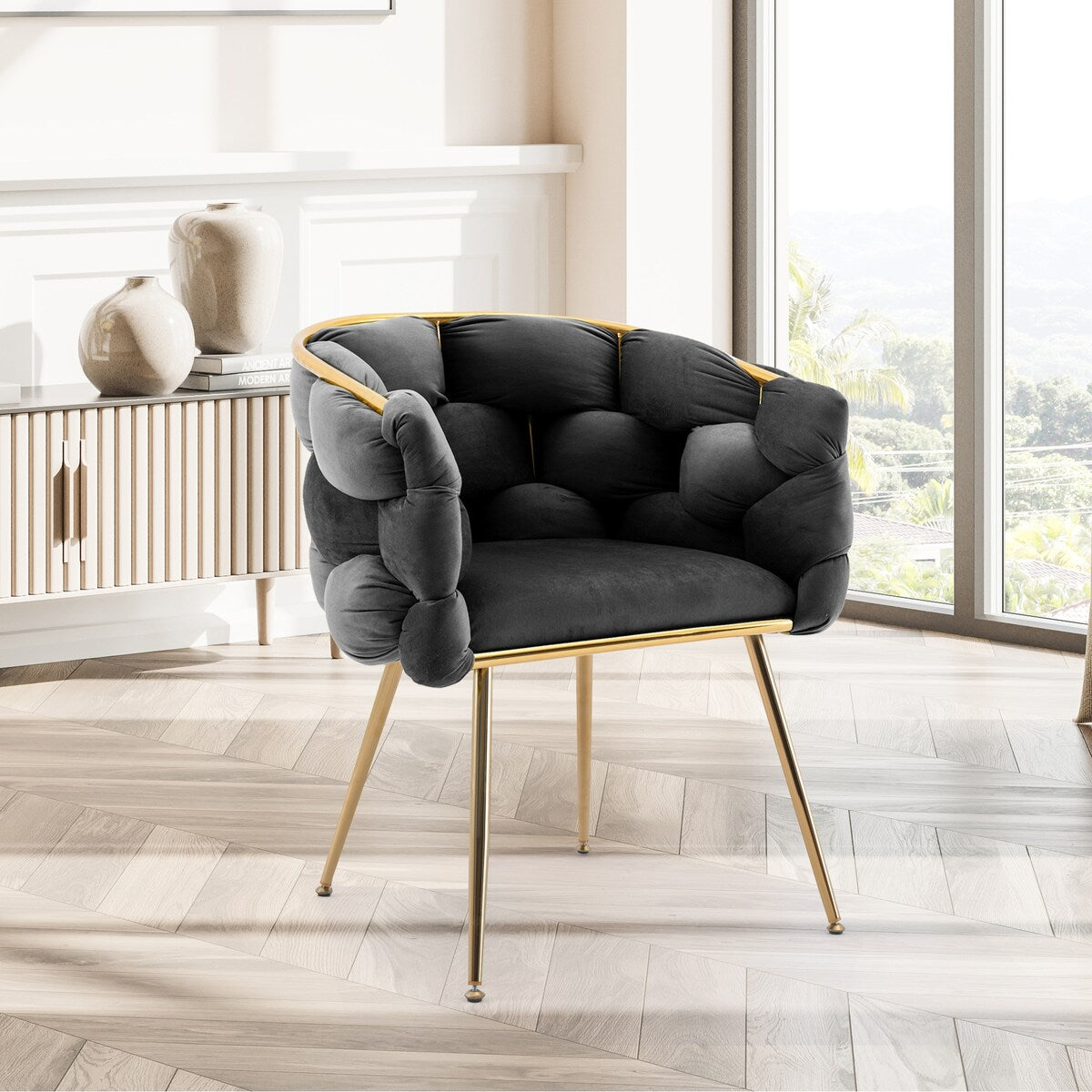 Luxury modern simple leisure velvet single sofa chair bedroom lazy person household dresser stool manicure table back chair