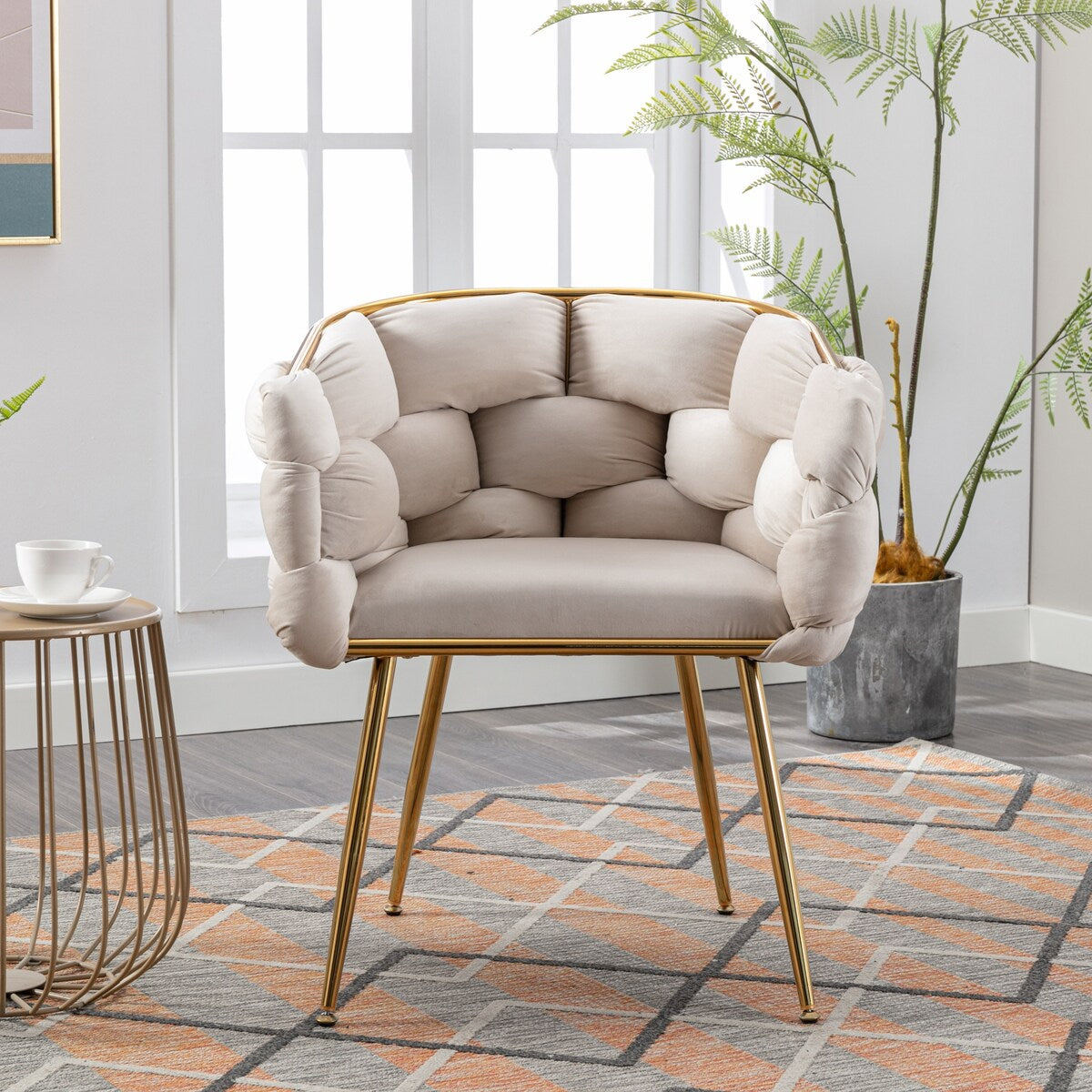 Luxury modern simple leisure velvet single sofa chair bedroom lazy person household dresser stool manicure table back chair