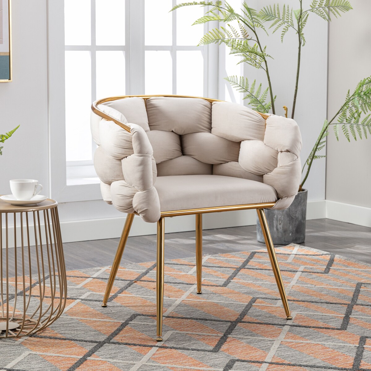 Luxury modern simple leisure velvet single sofa chair bedroom lazy person household dresser stool manicure table back chair