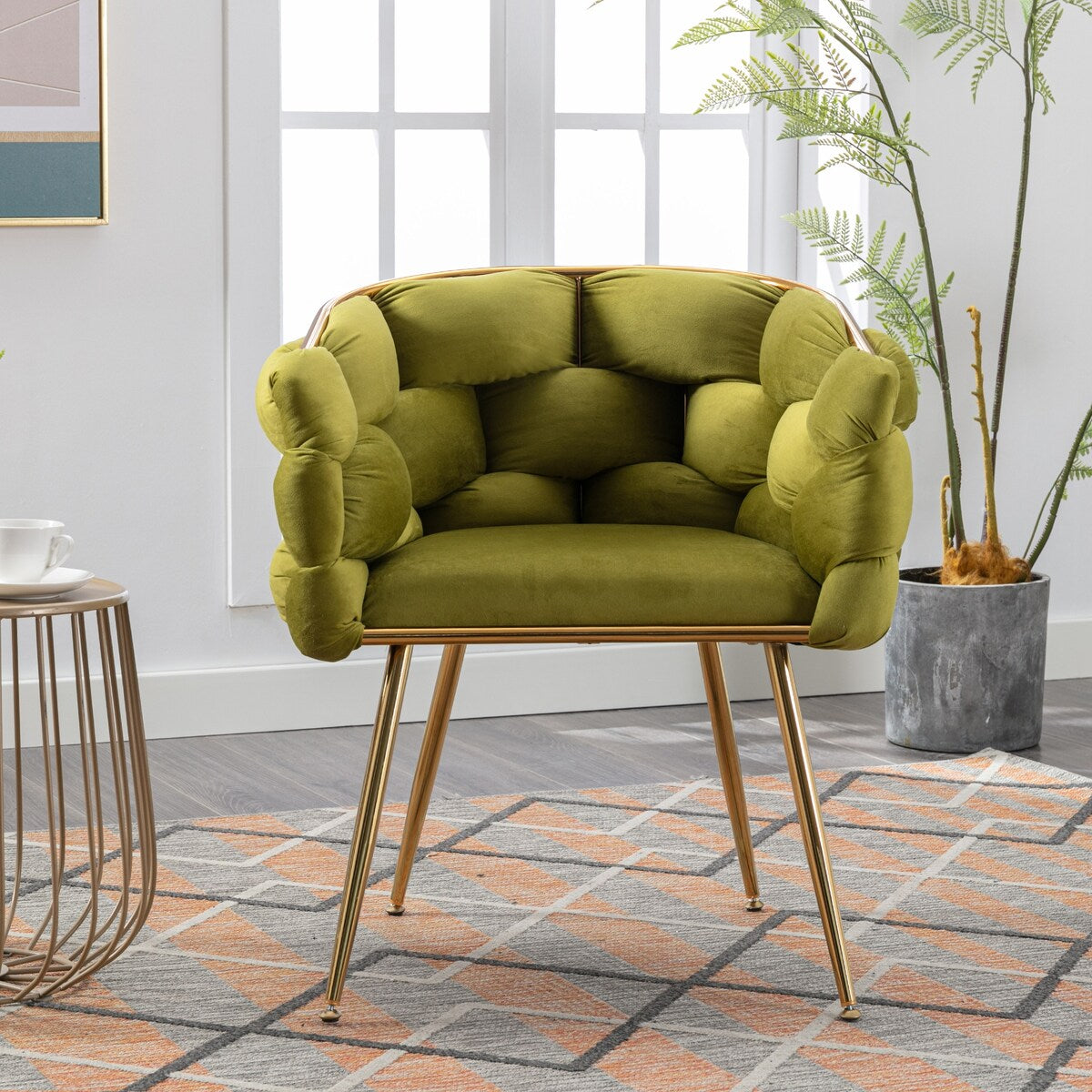 Luxury modern simple leisure velvet single sofa chair bedroom lazy person household dresser stool manicure table back chair