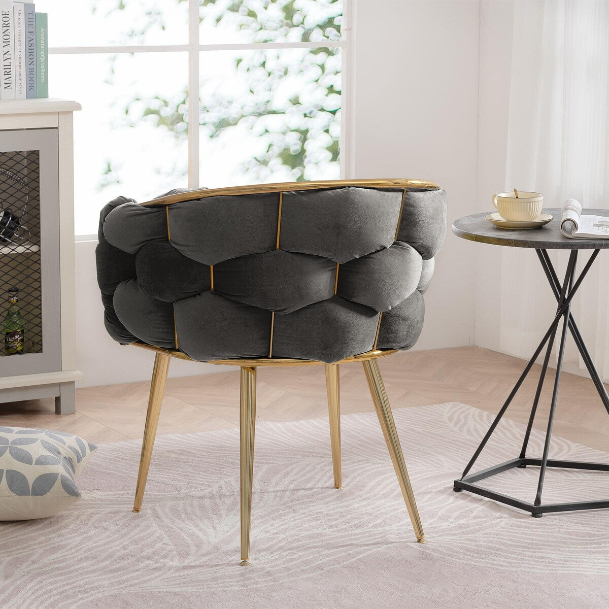 Luxury modern simple leisure velvet single sofa chair bedroom lazy person household dresser stool manicure table back chair