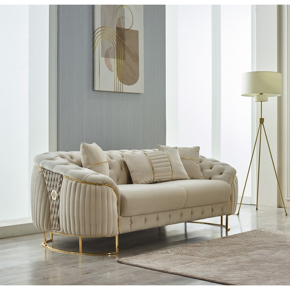 Luz 3-Pieces One Sofa One Loveseat One Chair Living Room Set, Metal Leg